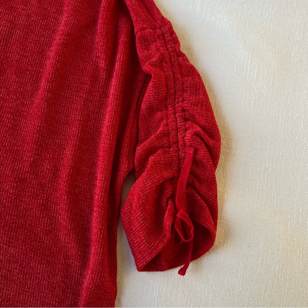 Max Studio NWT Red Sweater Runched, Tie Sleeves
